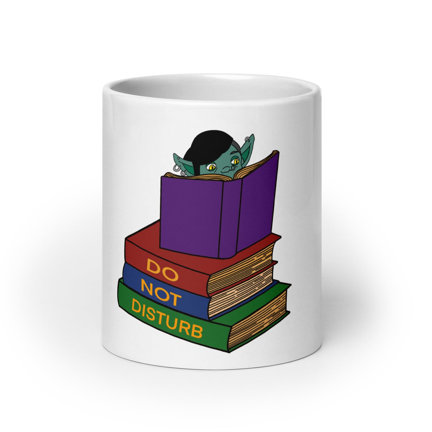 Goblin Reading White Glossy Mug