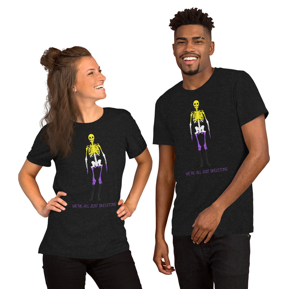 We’re All Just Skeletons Non-Binary Pride Unisex t-shirt