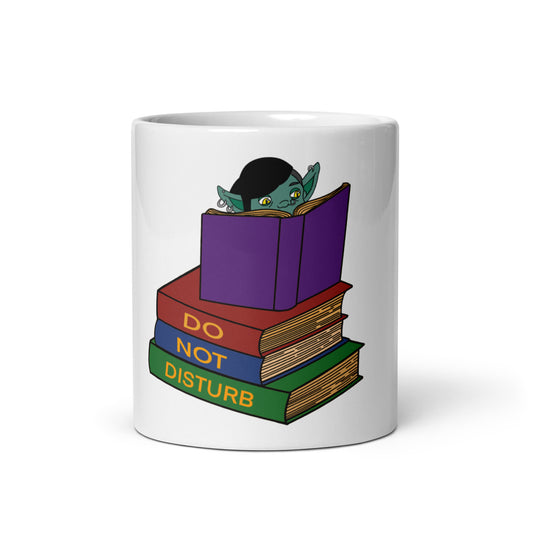 Goblin Reading White Glossy Mug